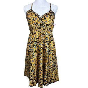 New Topshop Mini Dress Womens 6 Strappy Smocked Floral Vibrant City Chic‎ Whimsy